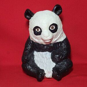 Vintage Panda Bear Piggy Bank Figurine Decor 8 Inch Tall